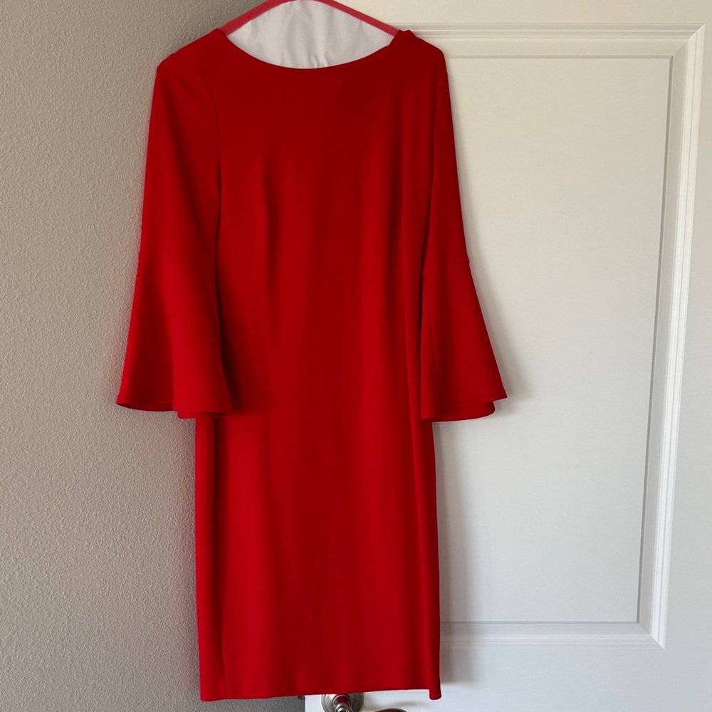 Calvin Klein Vibrant Red Long Sleeve Dress